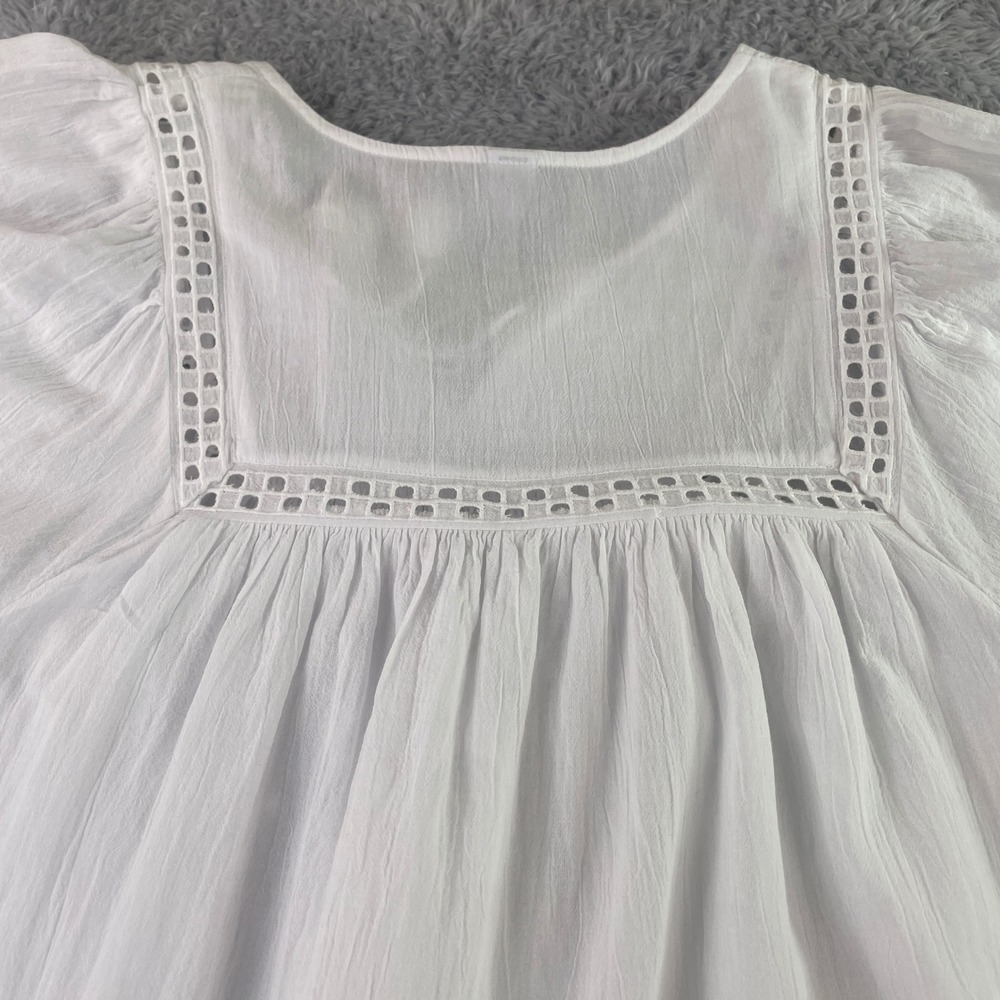 Old Navy Babydoll Dress Womens Large White Prairie Peasant Cottagecore Boho Chic - Picture 9 of 12